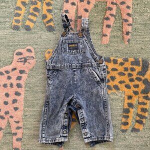 Vintage 1980s Osh Kosh B'Gosh Acid Wash Made in USA Denim Overalls 6-9 Mo